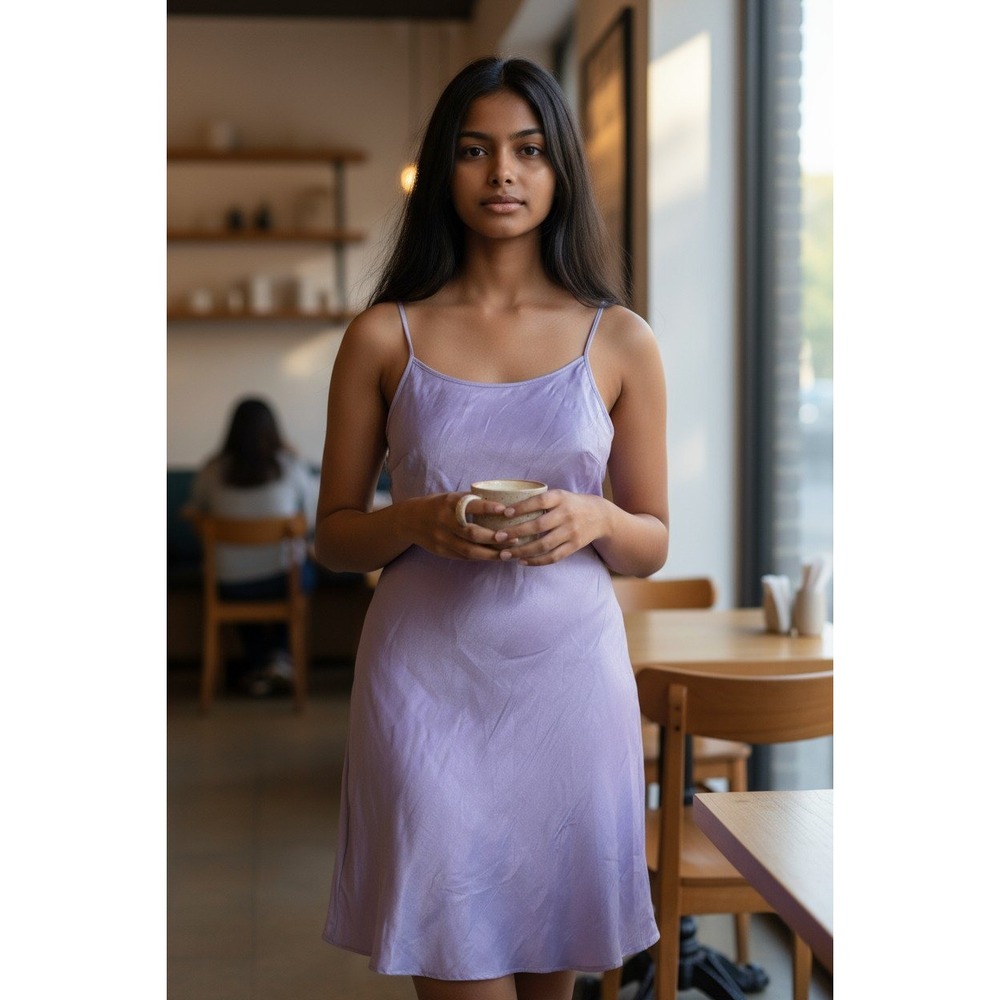 SO Goods for Life Lilac Cami Dress Shimmer Slip Dress Mini Party Cocktail Medium